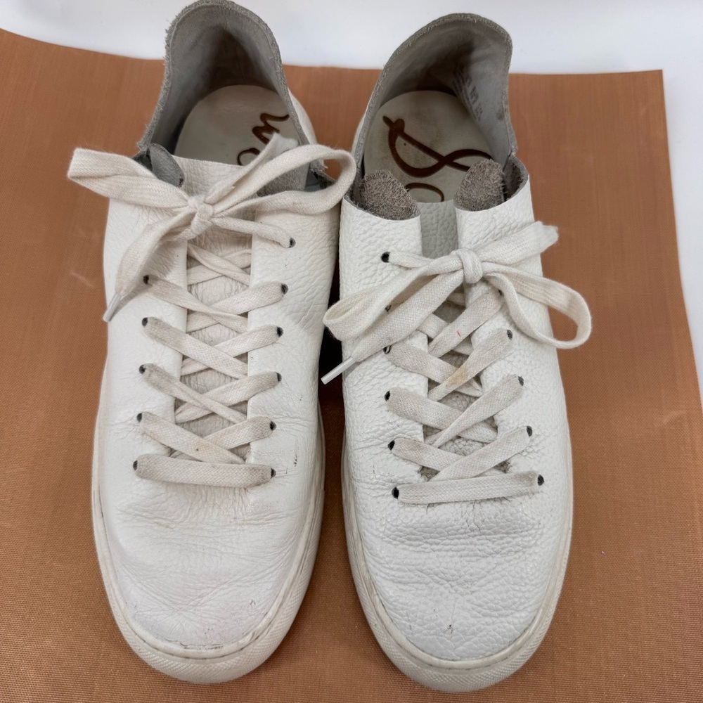 Sam Edelman Women’s Poppy Lace-up Leather White Sneakers 8.5 - Picture 2 of 6